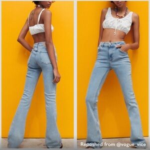 Zara high rise flared light blue jeans size 2 24